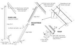 UniRac 310121 - 12" Low Profile Tilt Leg Kit - SolarMount